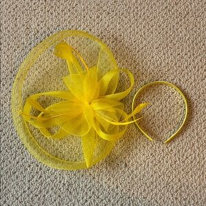 Yellow Floral Mesh Fascinator Headband - Women Accessories